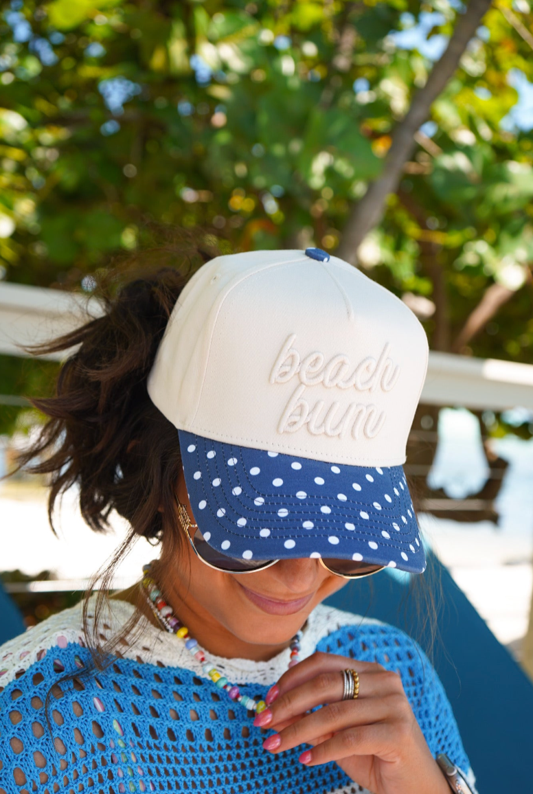 Beach Bum | Navy Polka Dot Hat