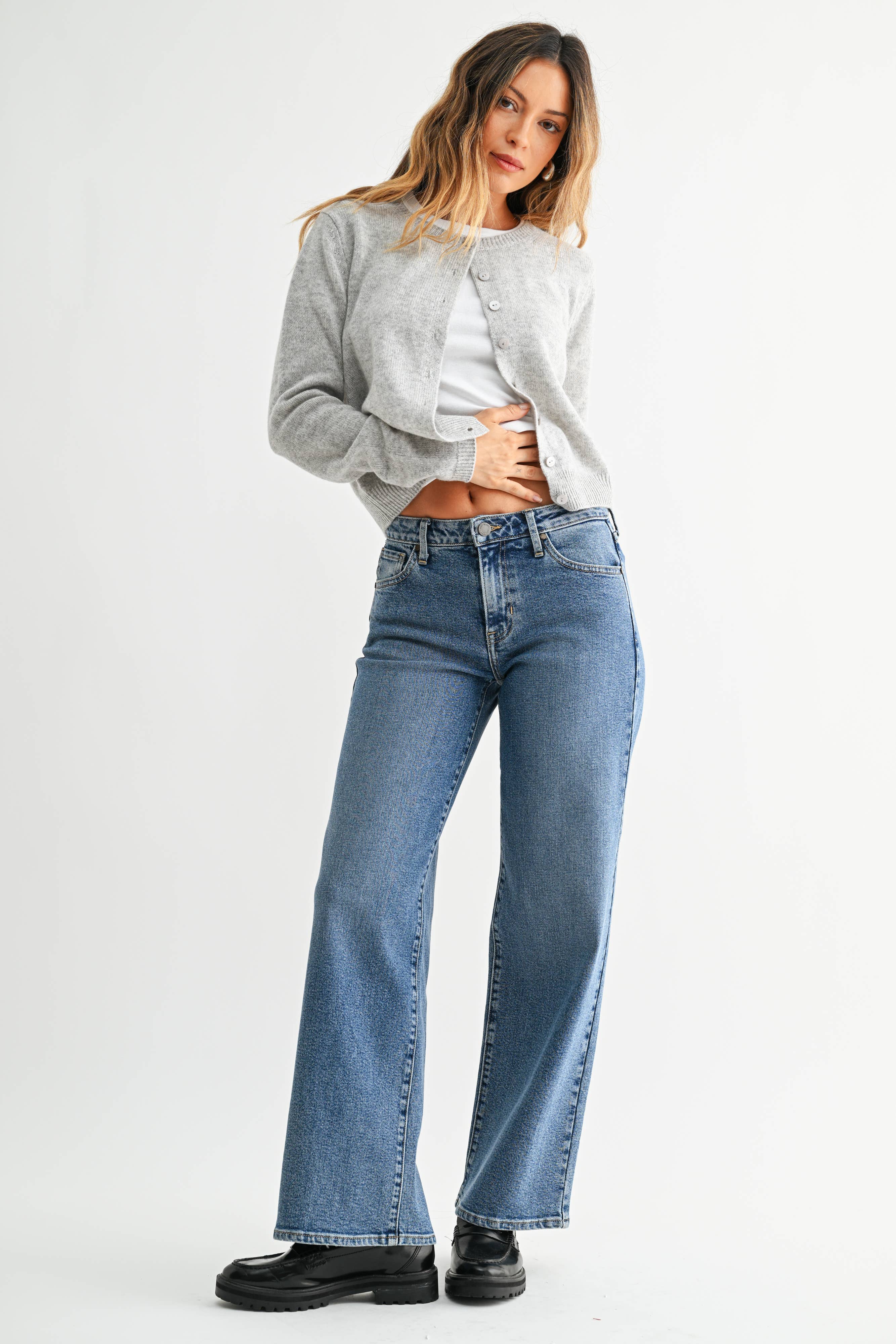 Jolie | MED - Mid Rise Slim Wide Leg