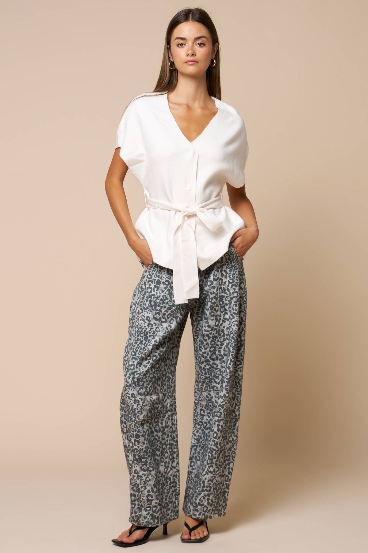 Vivian | Tie Waist V Neck Top
