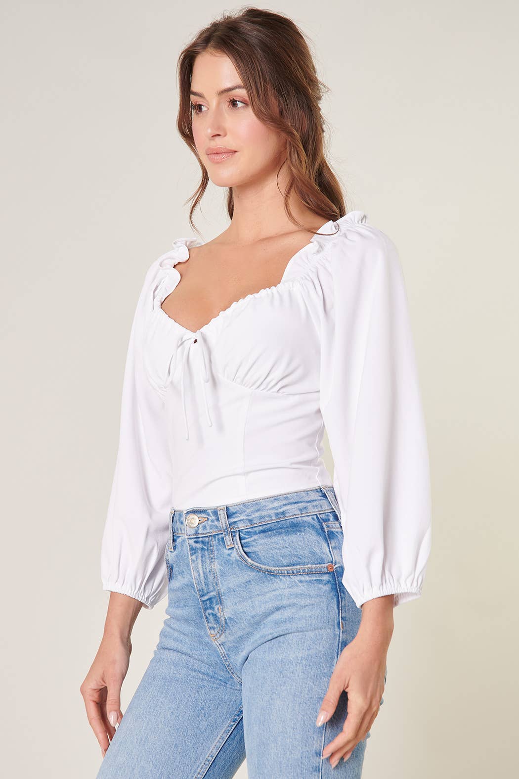 Eliana | Balloon Sleeve Bustier Top