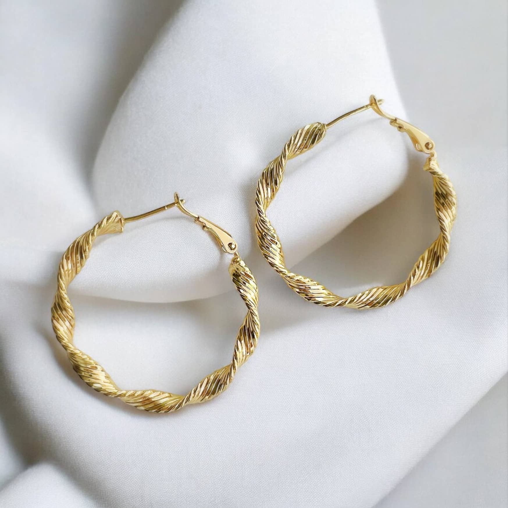 Twisted Hoops Earrings Gold Filled