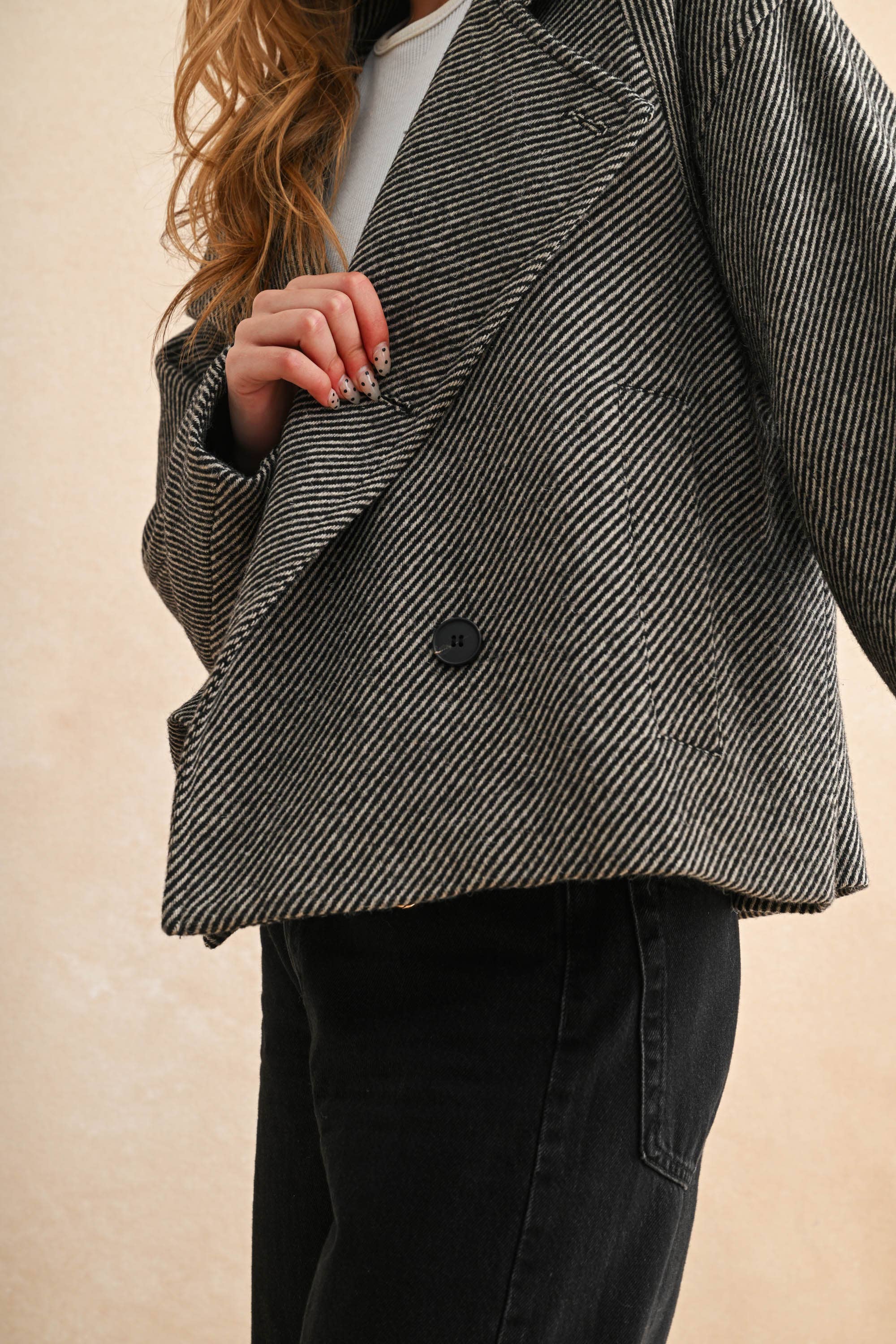 Gabriella | Herringbone Pattern Cape Style Jacket
