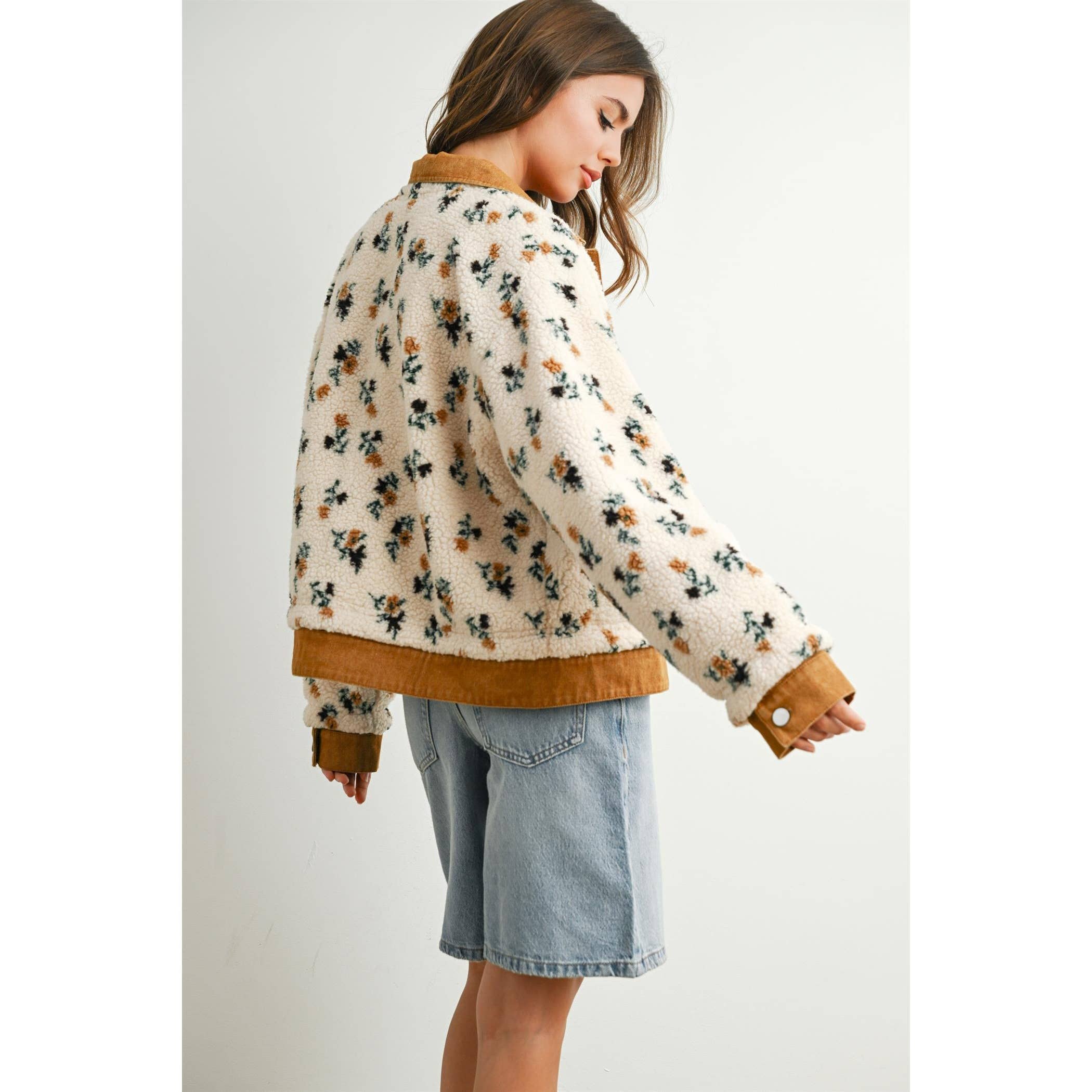 Elaine | Floral Collared Button-Down Jacket