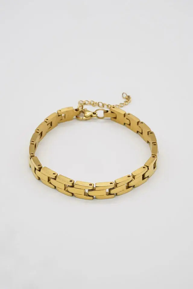 18K Gold Square Link Bracelet