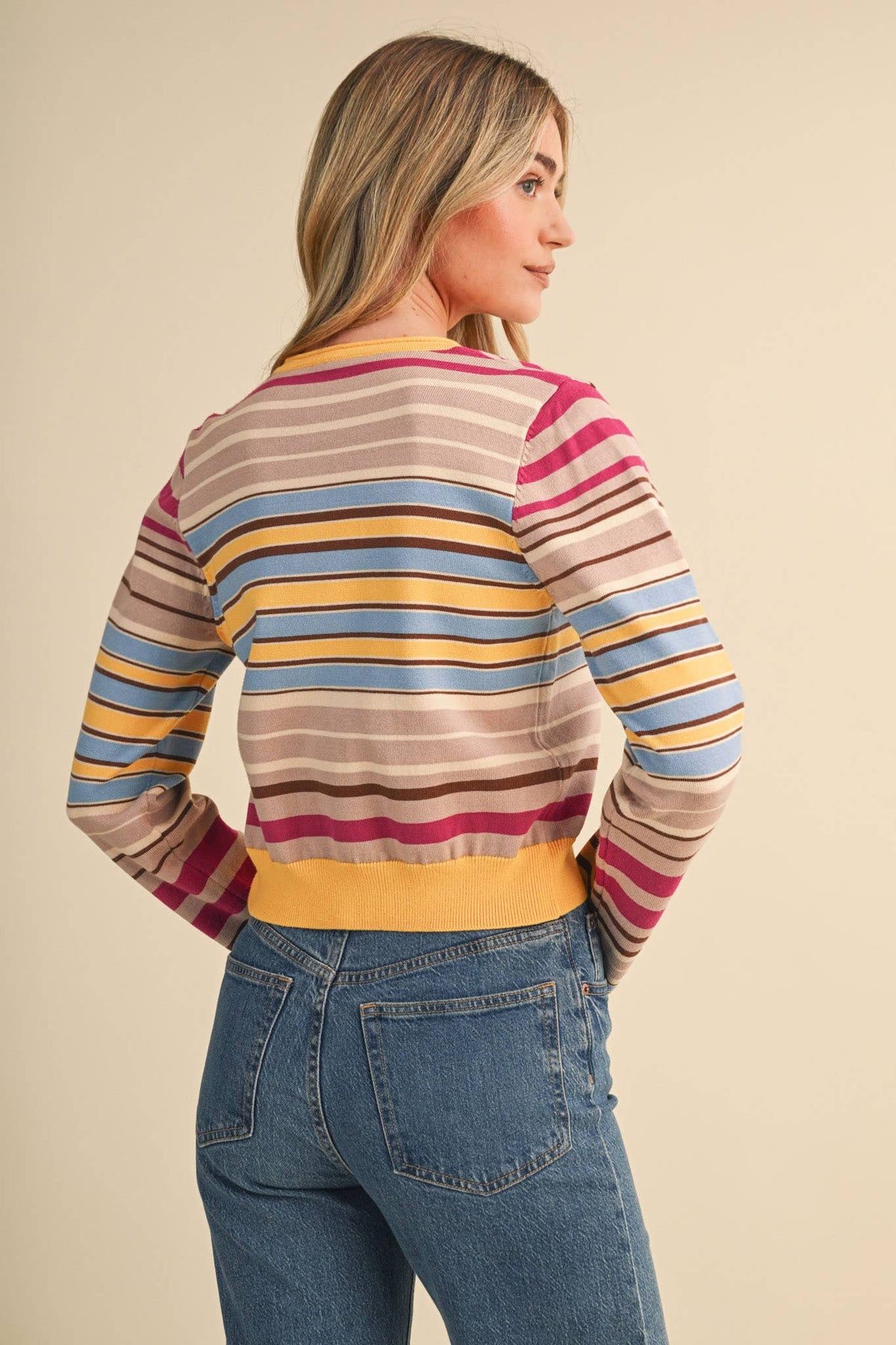 Rachel | Multi Color Striped Cardigan Sweater