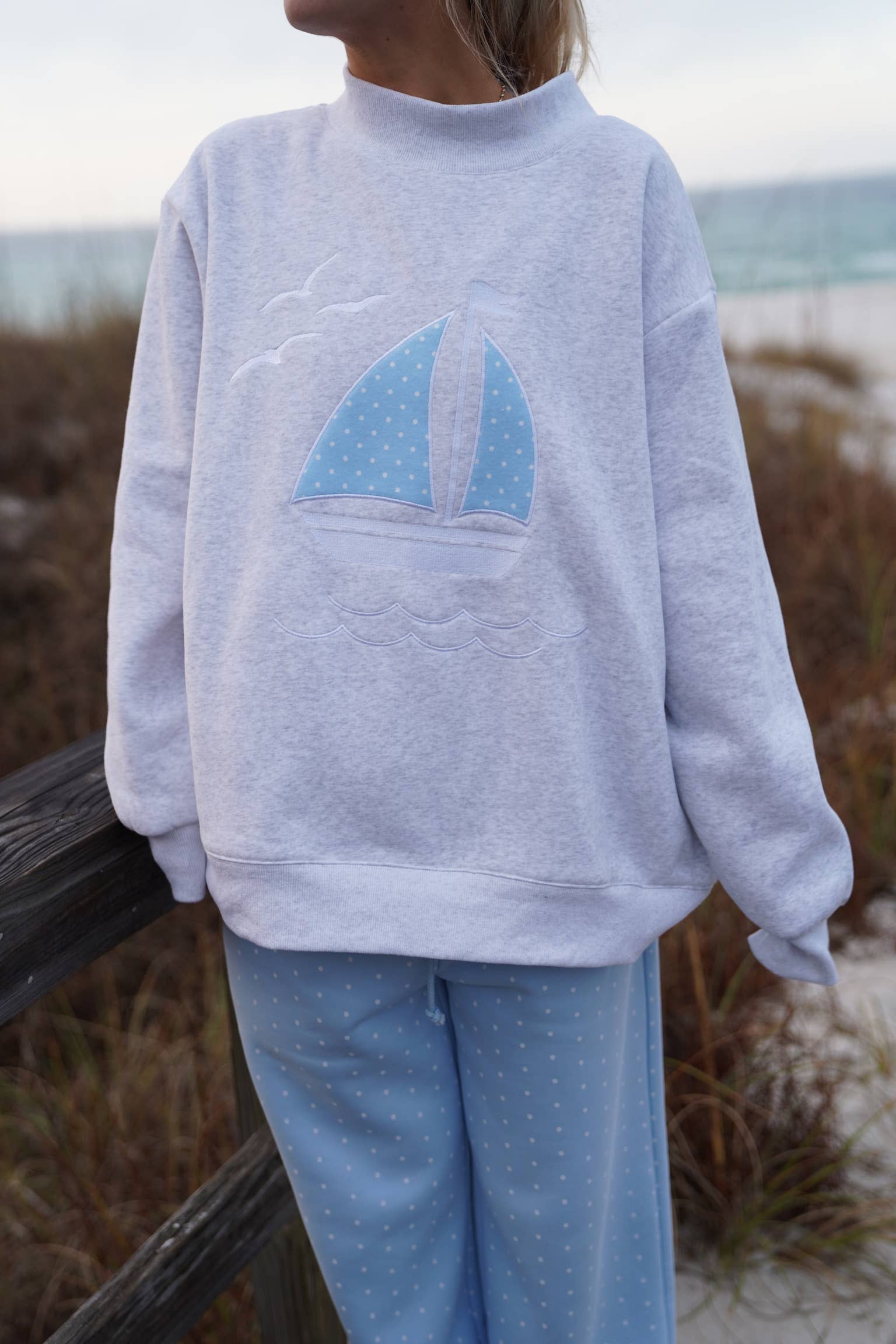 Marina | Sailboat Embroidered Mockneck