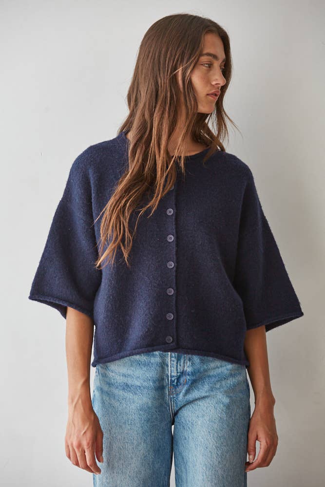 Wilma | Knit Sweater Quarter Sleeve Button Up Cardigan Top