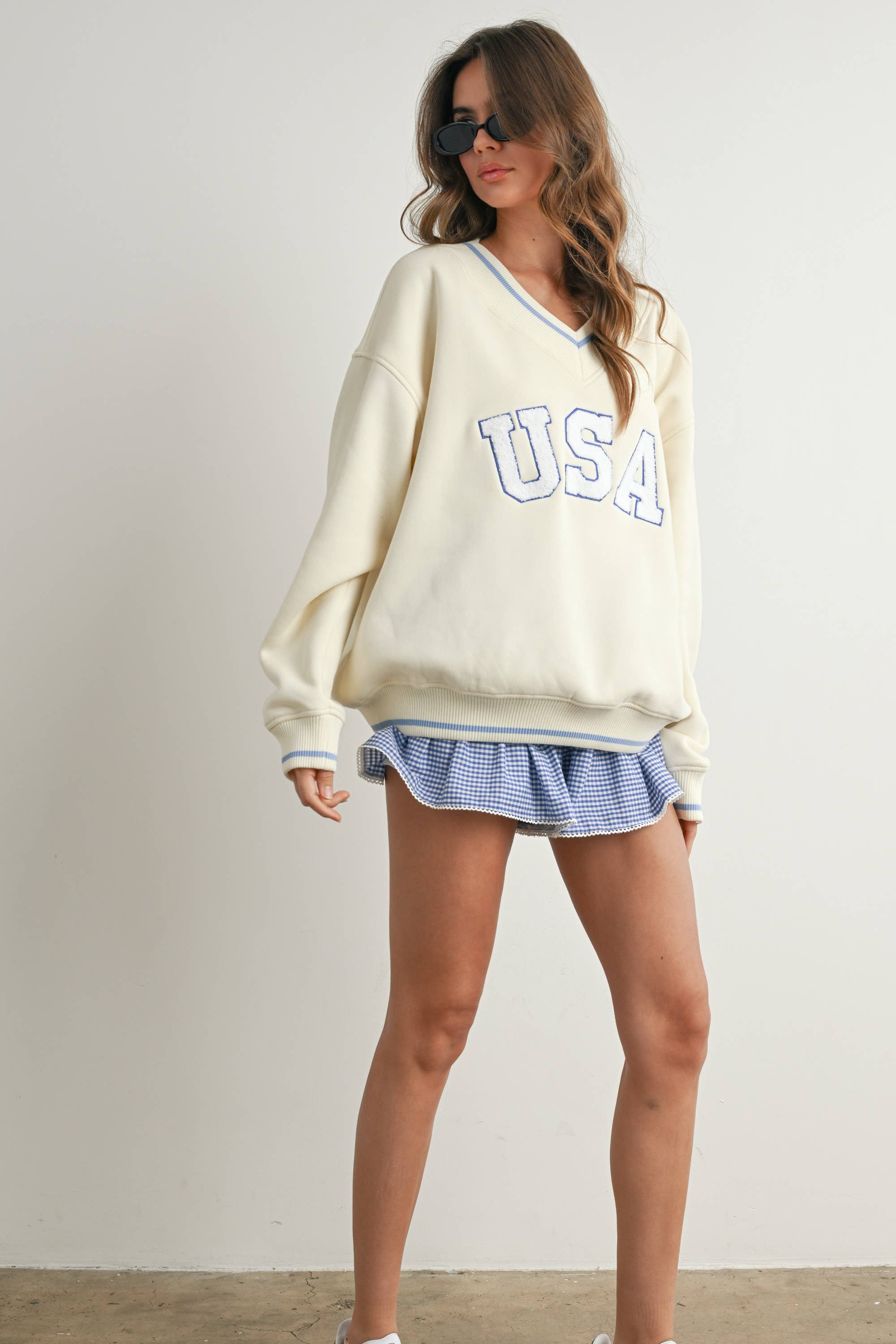 USA | Crew Neck Graphic Long Sleeve Top