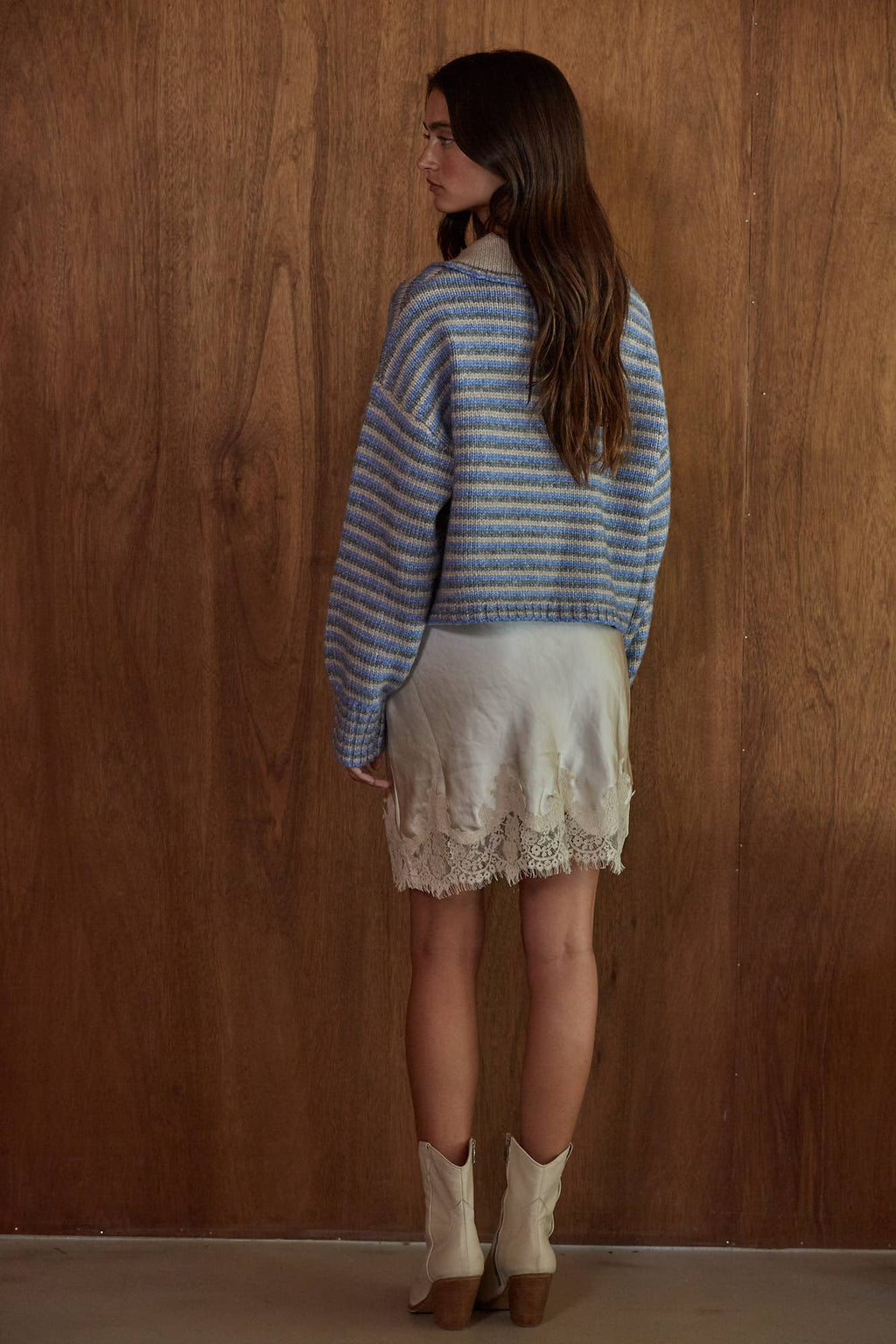Hermione | Knit Sweater Striped Collar Cardigan