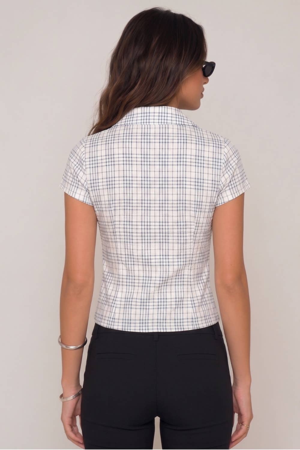 Daphnie | Plaid Button Down Fitted Blouse