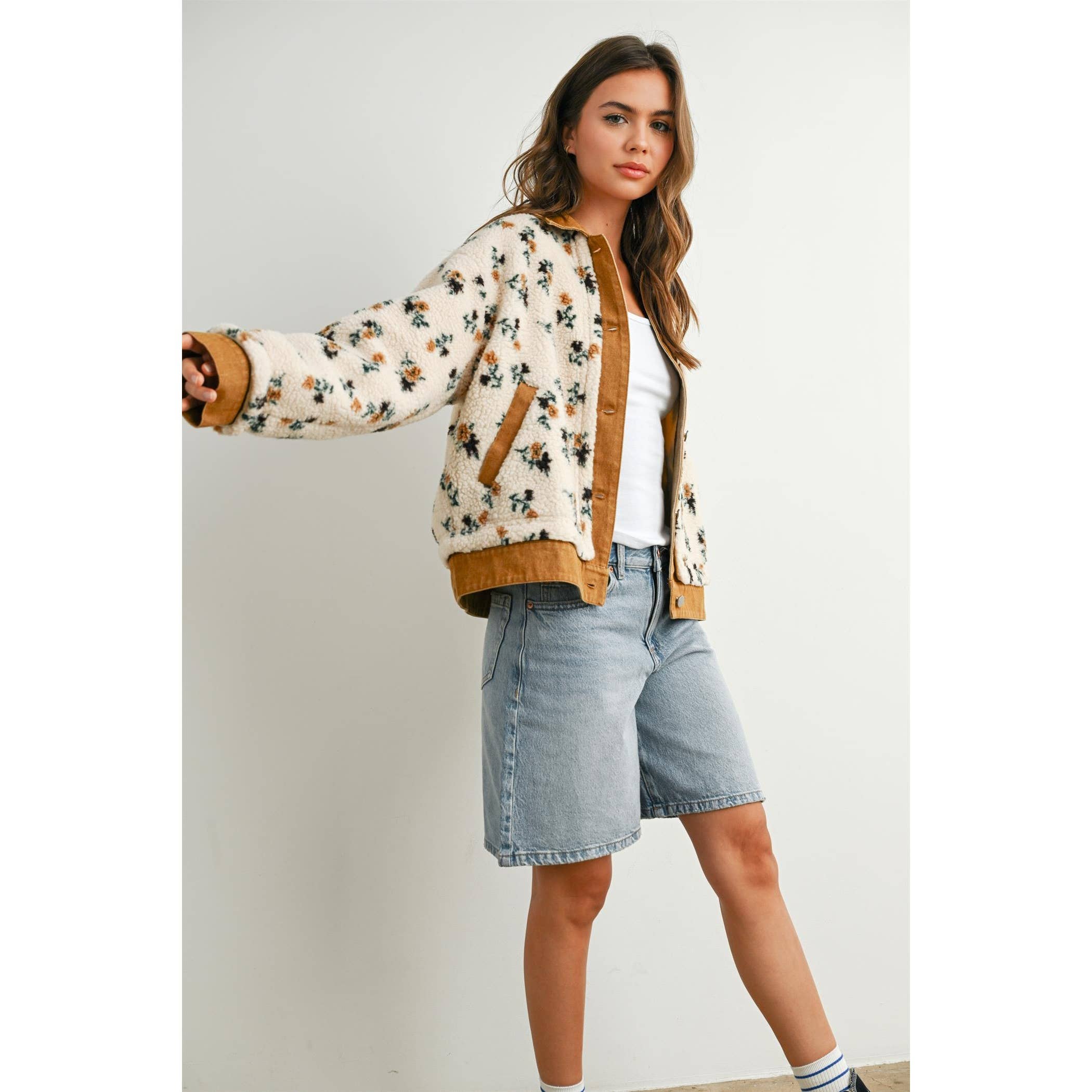 Elaine | Floral Collared Button-Down Jacket