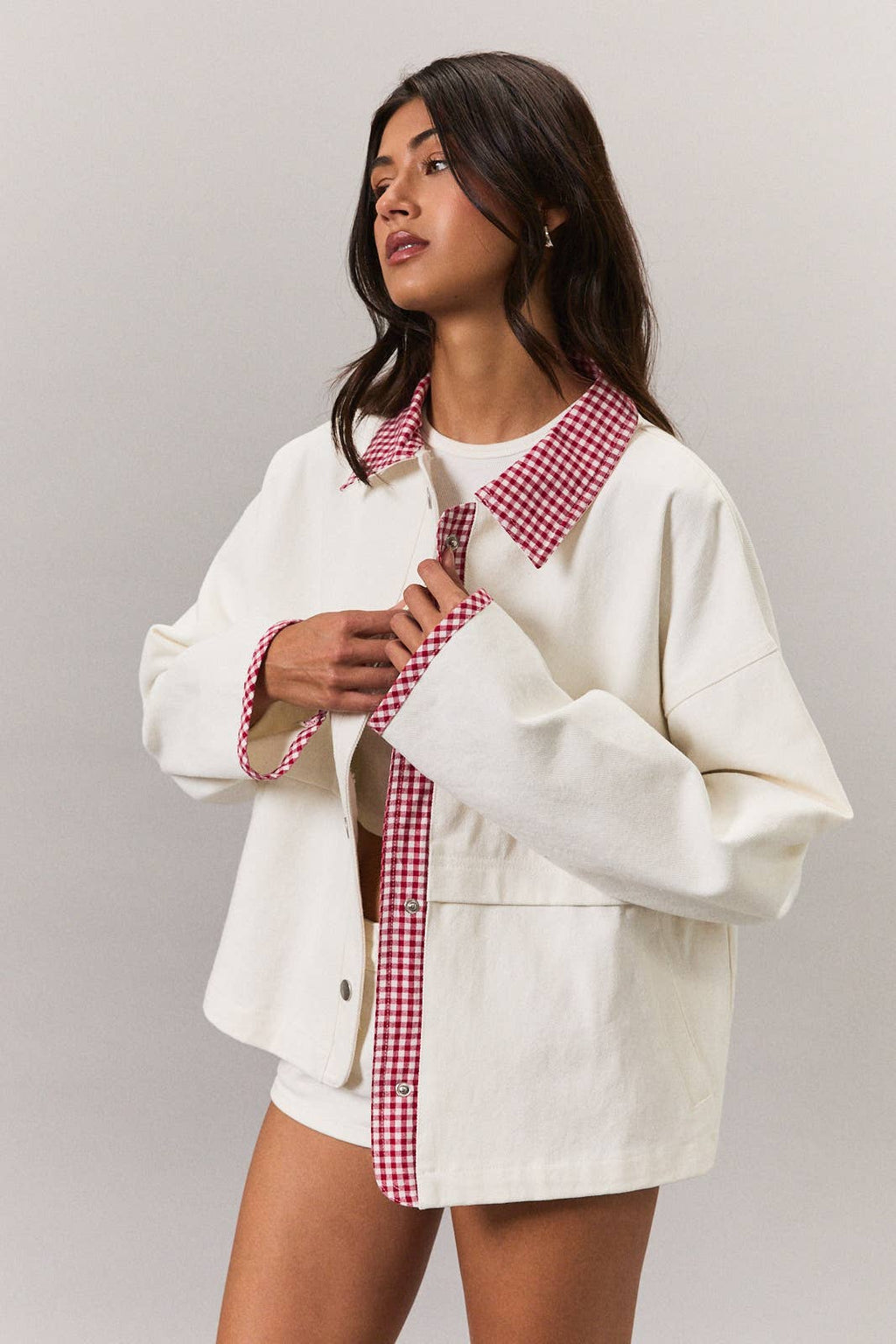 Kit | Jacket with Gingham Contrast