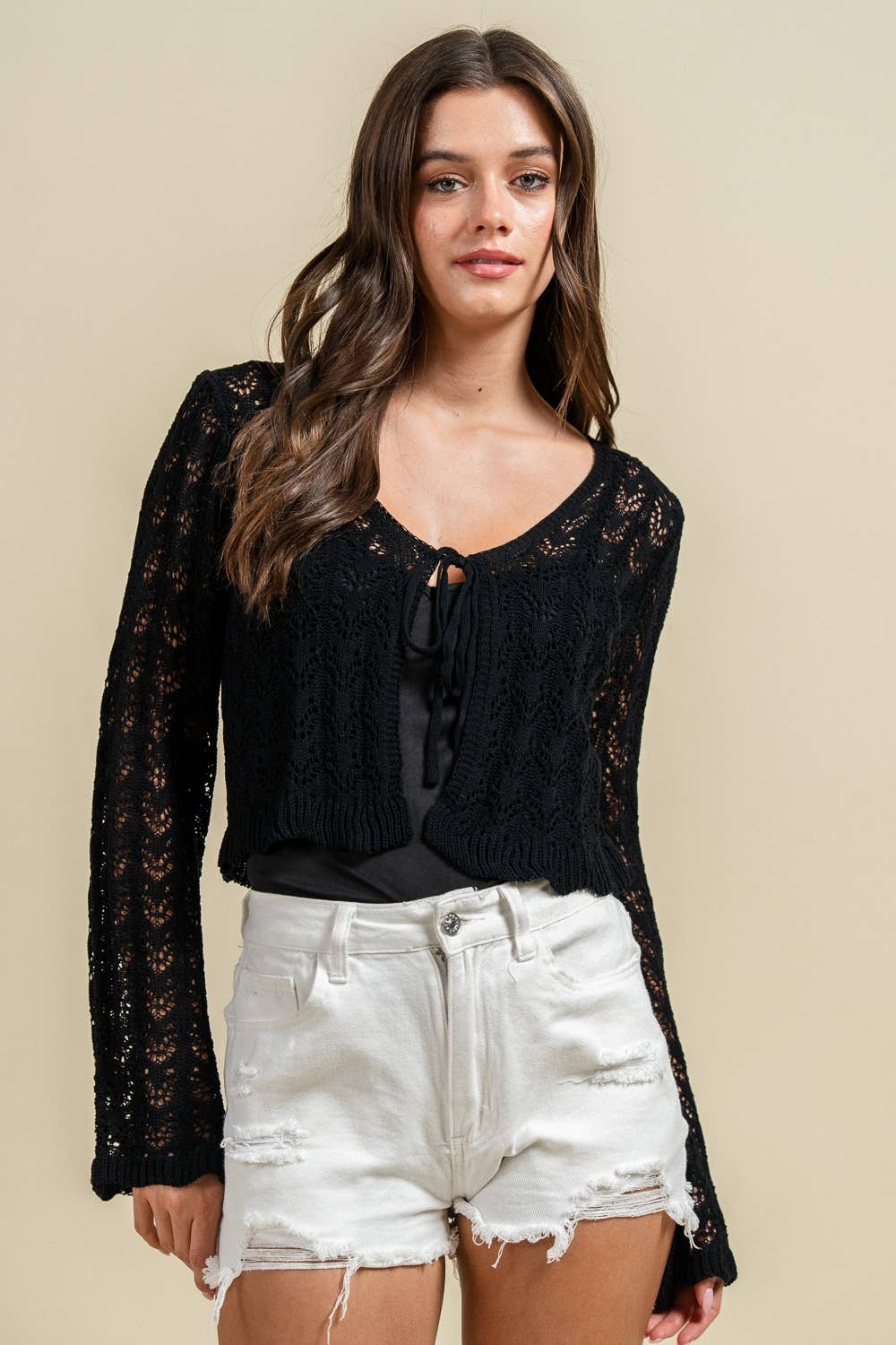 Luna | Crochet Open Knit Crop Cardigan