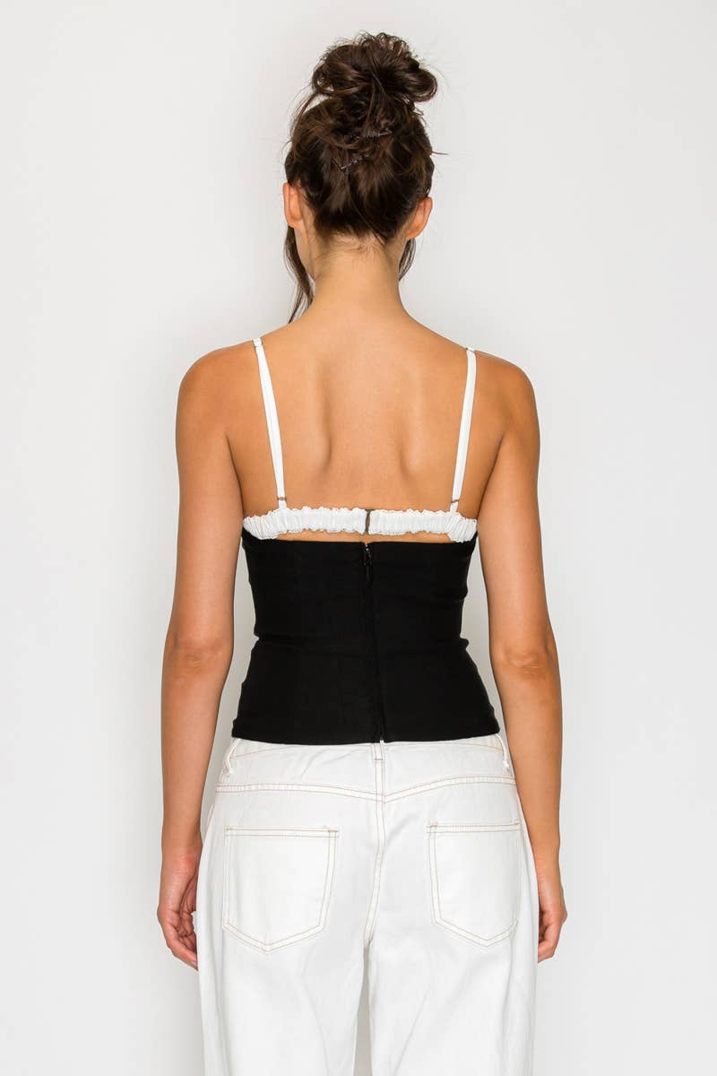 Adrianna | Lace Trim Contrast Cami Top