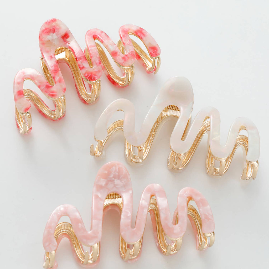 Willow Rosé | Large Squiggle Metal Claw Clip