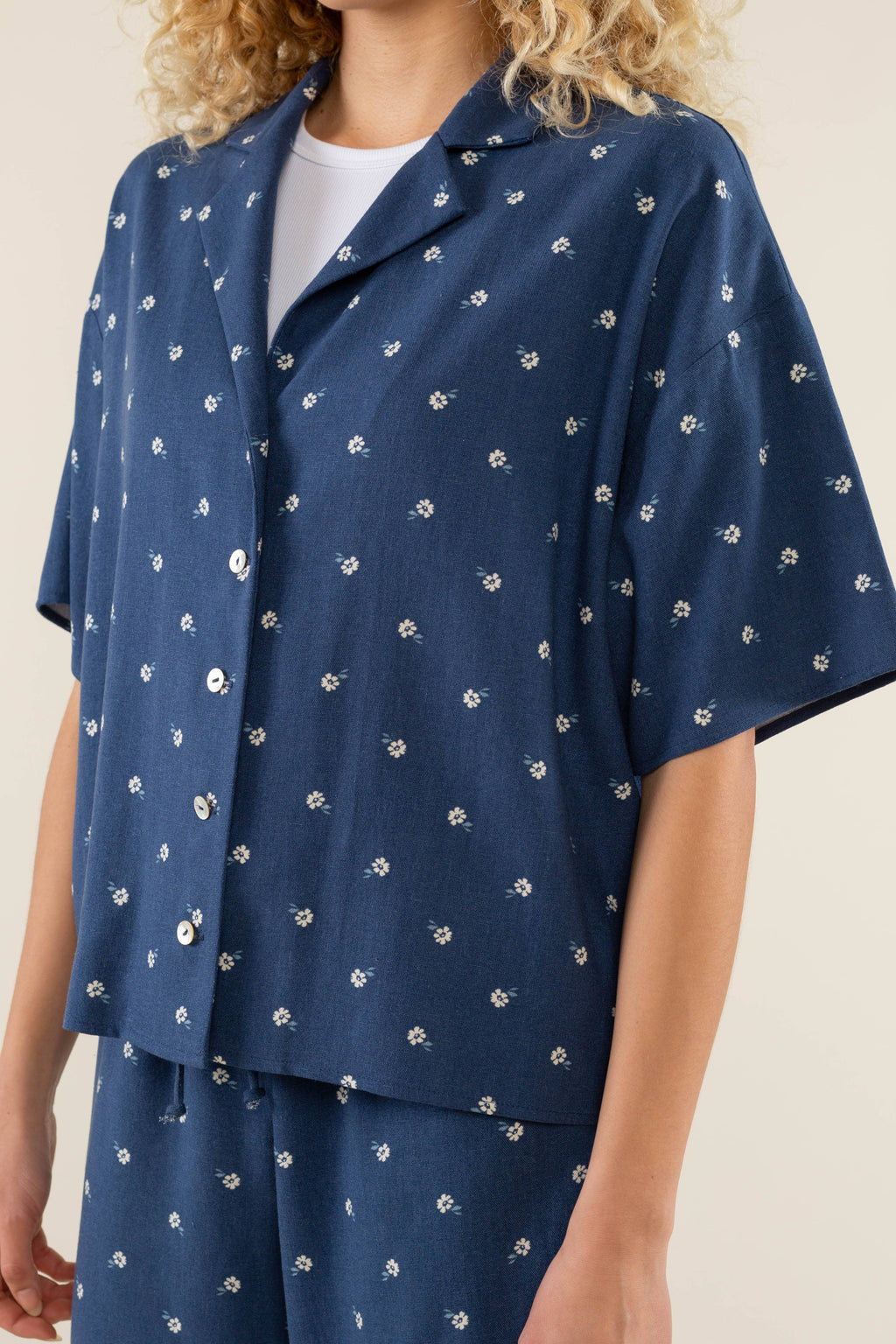 Luna | Boxy Button Up Shirt Ditsy Floral Blouse