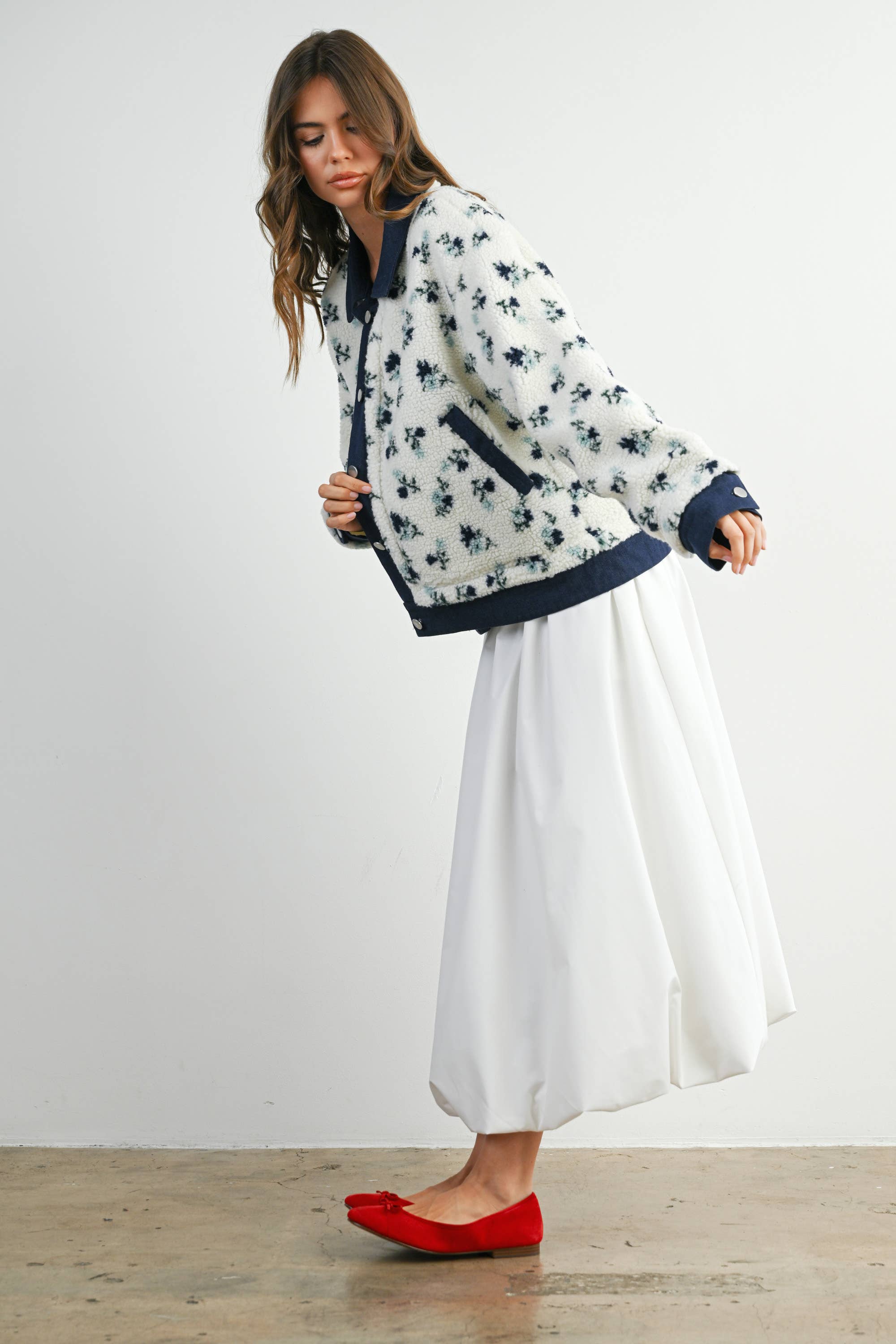 Elaine | Floral Collared Button-Down Jacket