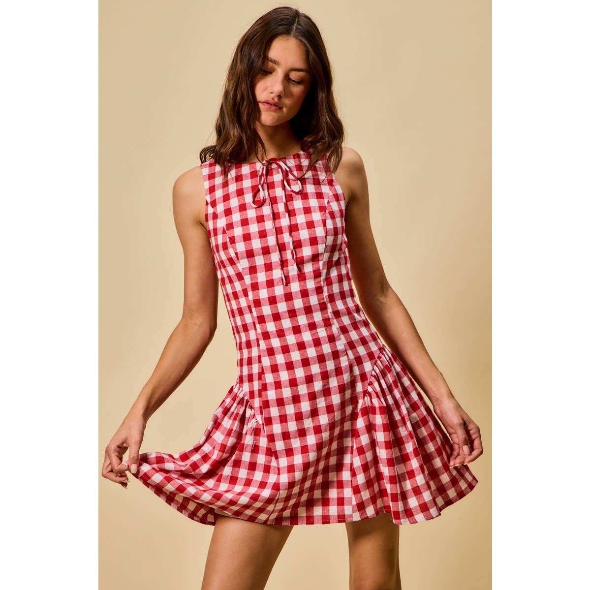 Hayes | Gingham Fit and Flare Tank Mini Dress
