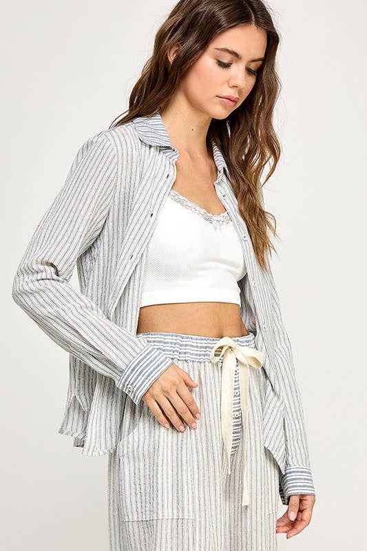 Jessica | 100% Cotton Soft Washed Stripe Shirt