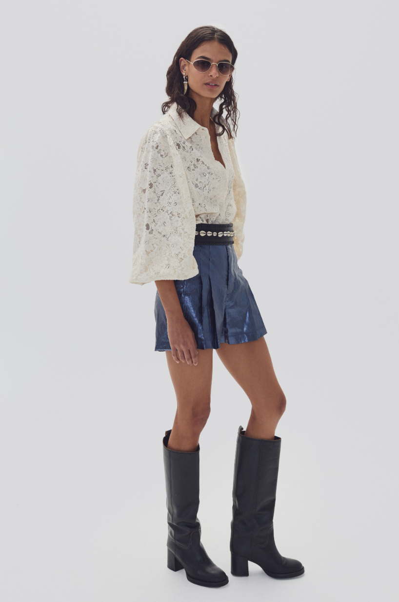 Claire | Cotton Lace Shirt - Natural