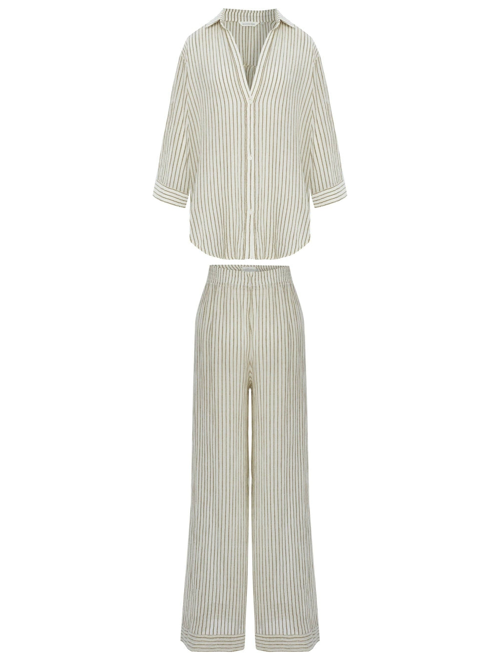 Voyage Set 100% Textured Cotton | Khaki Green Stripes