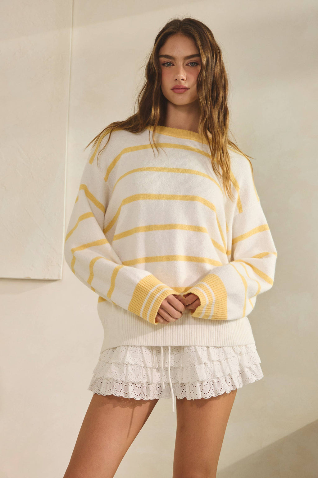 Noah | Back Tie Smocking Top w/ Lace Tiered Mini Skirt Set