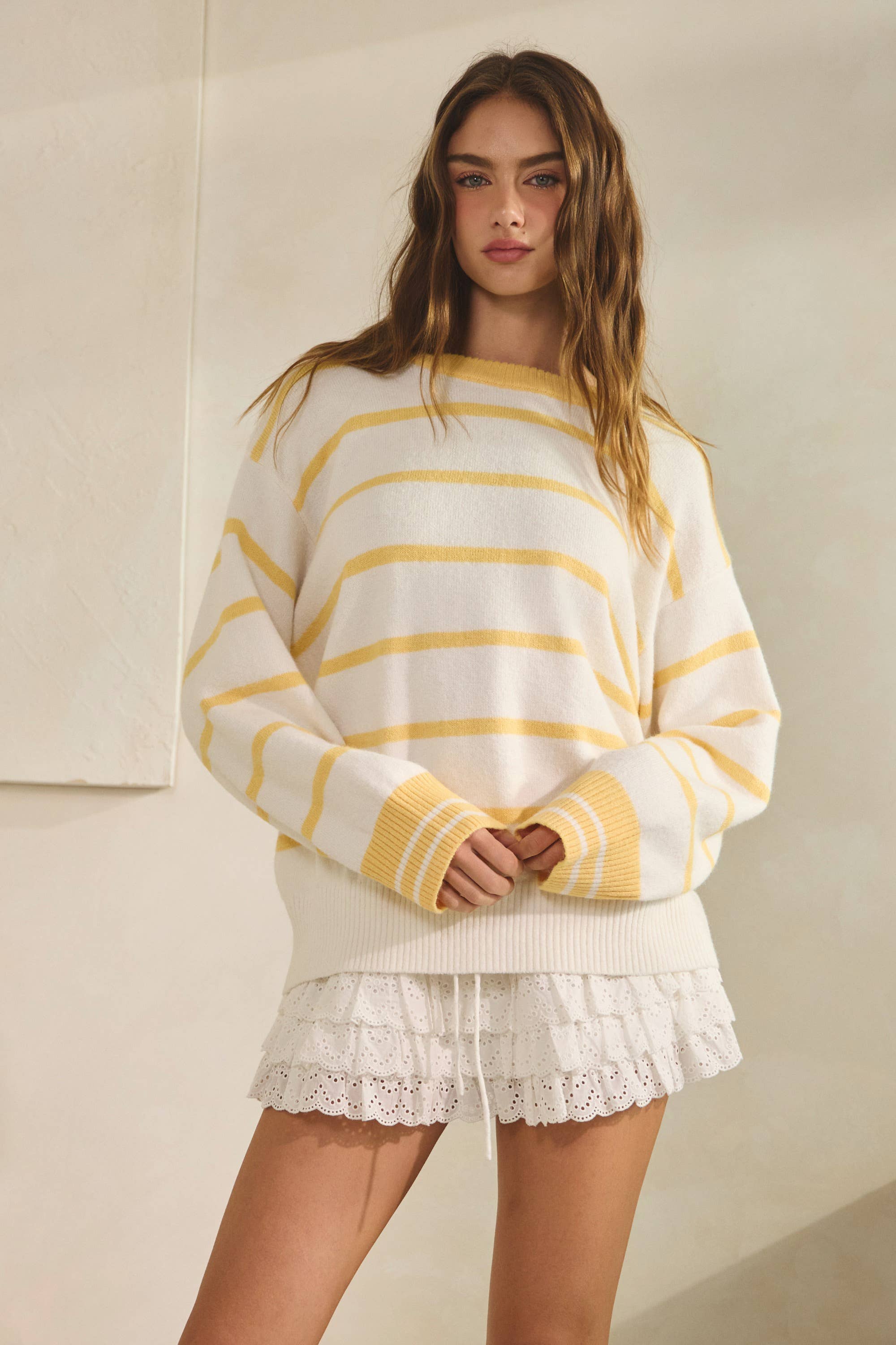 Noah | Back Tie Smocking Top w/ Lace Tiered Mini Skirt Set