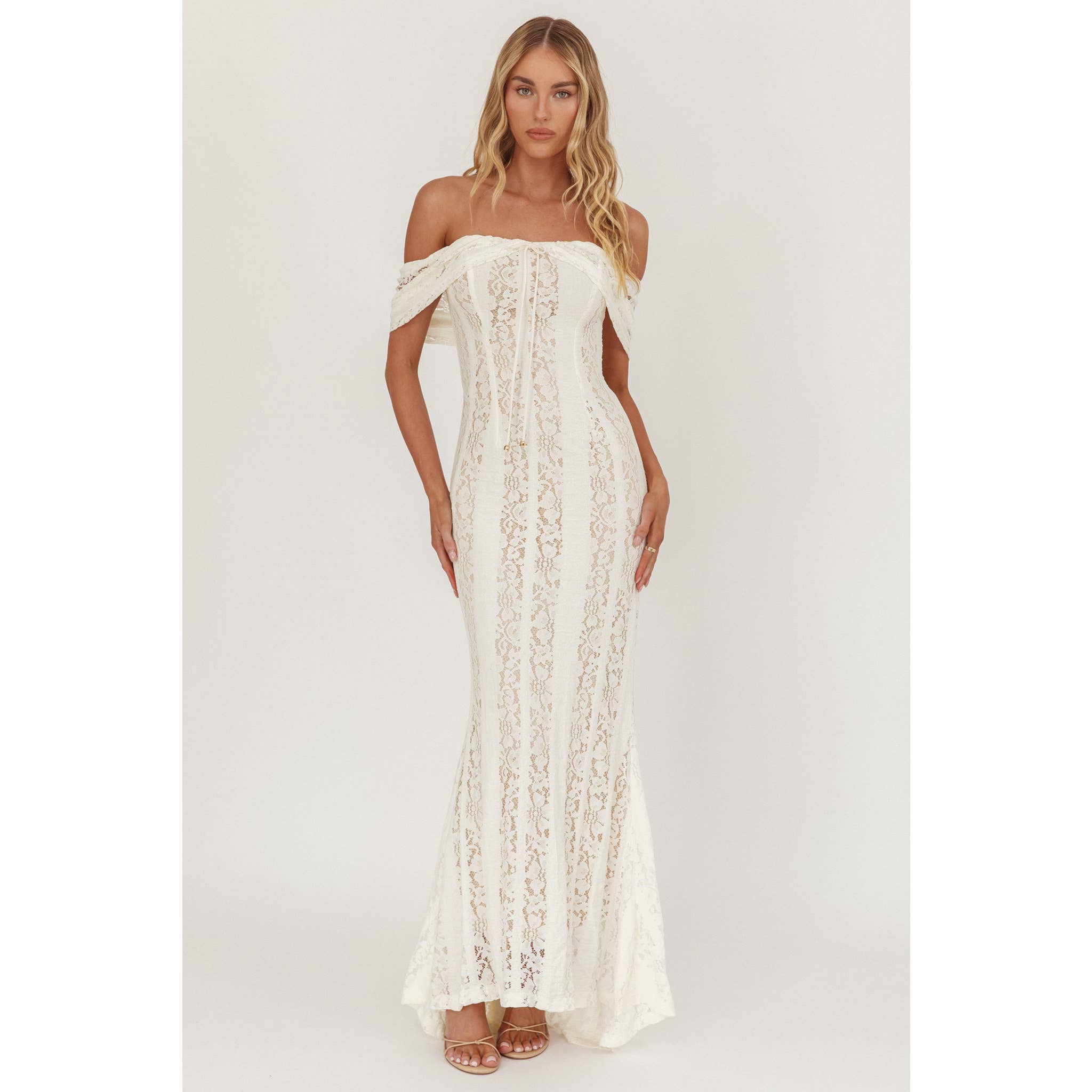 Emmaline | Off Shoulder Lace Maxi Dress