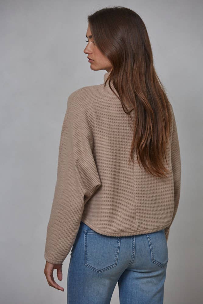 Juna | Knit Cotton Rayon Spandex Mock Neck Pullover Top