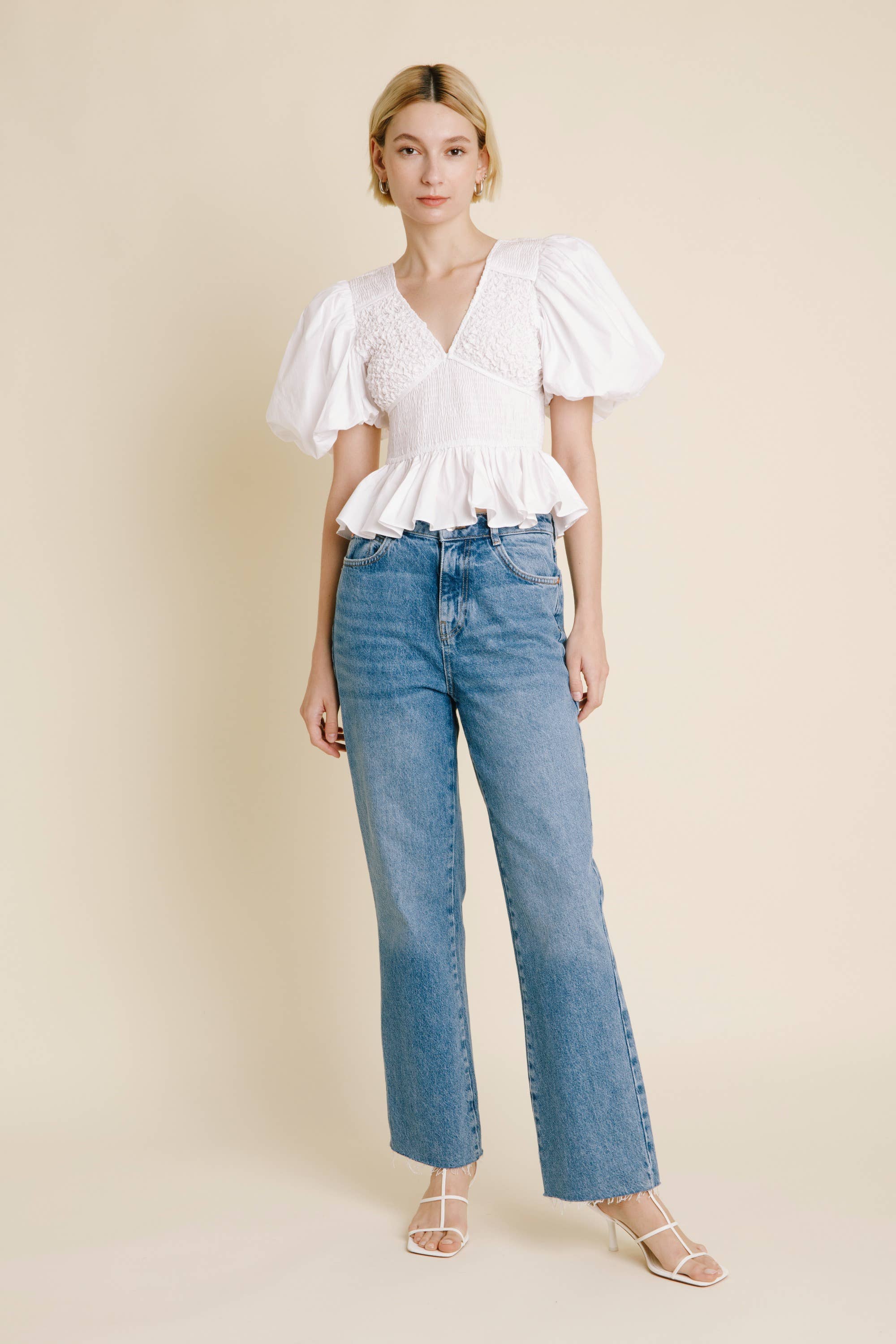 Smocked Peplum Top | AT1638