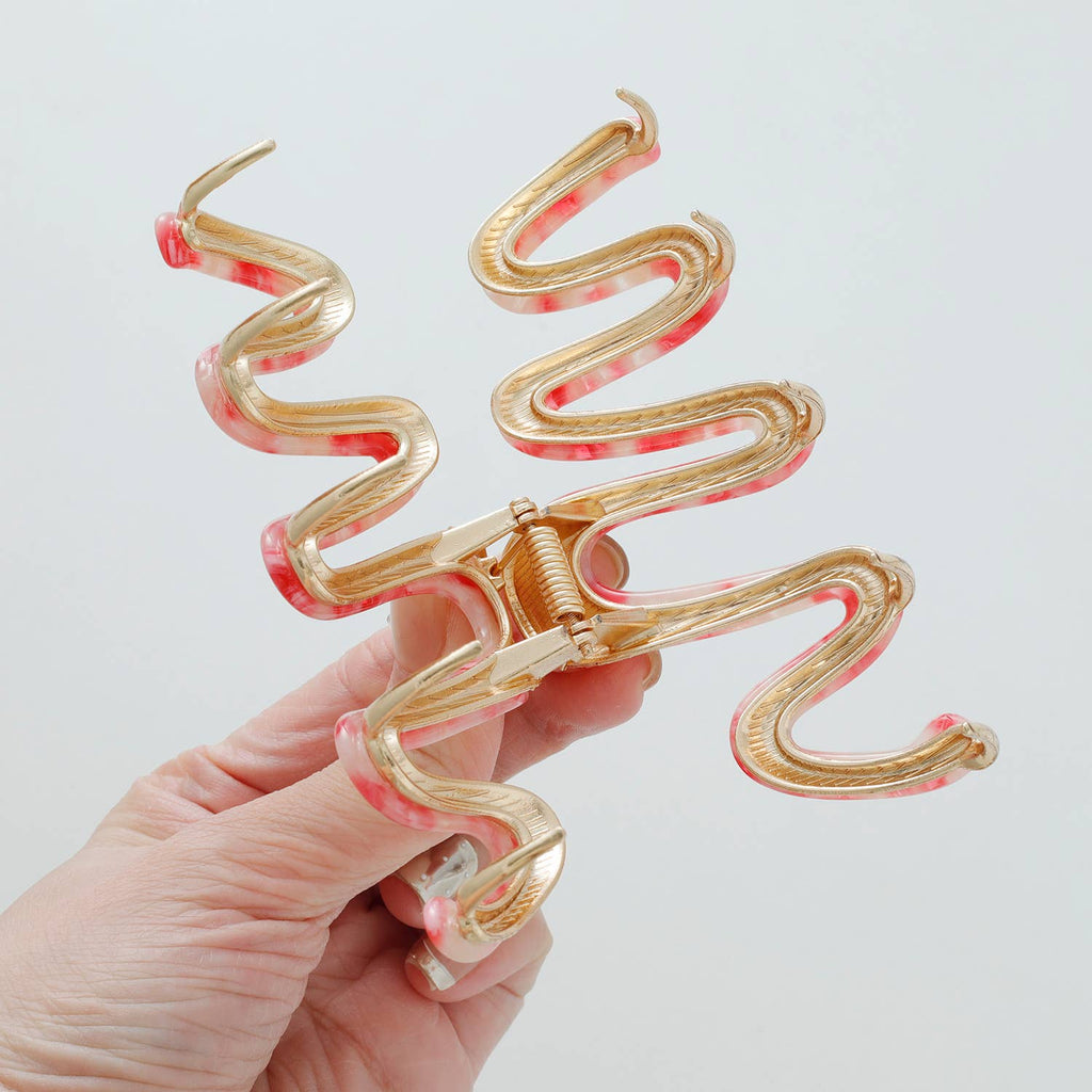 Willow Rosé | Large Squiggle Metal Claw Clip