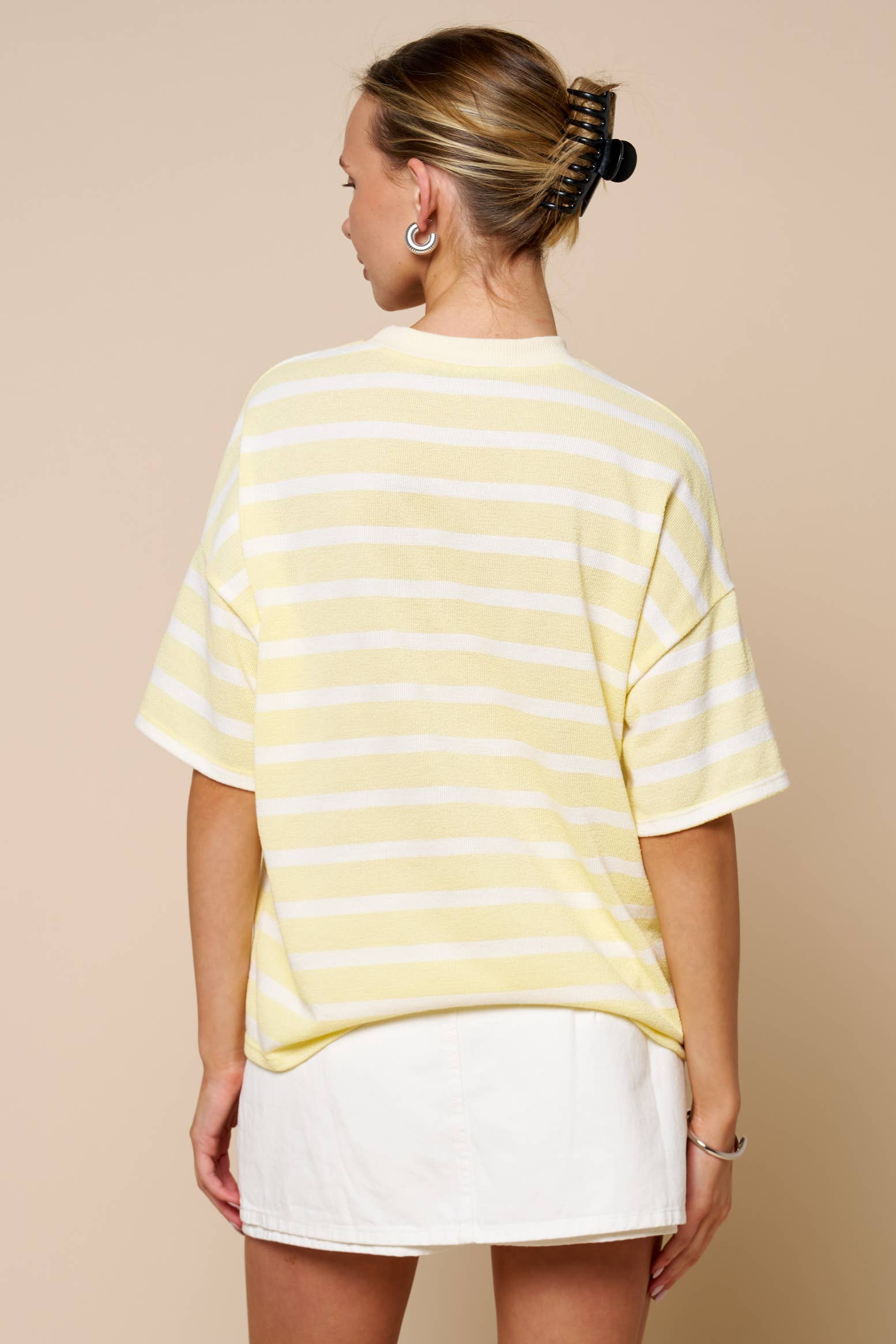 Mabel | Striped Short Sleeve Knit Top & Flare Pant Set