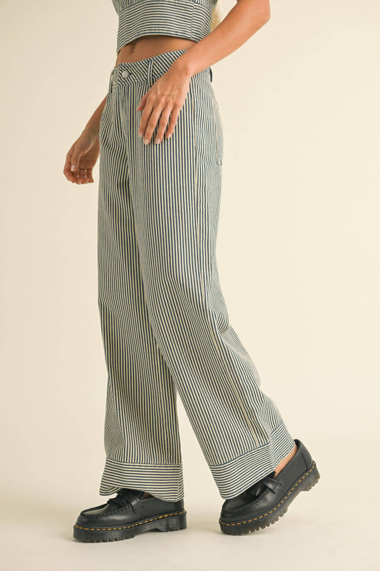 Hadley | Blue Striped Pattern Pants