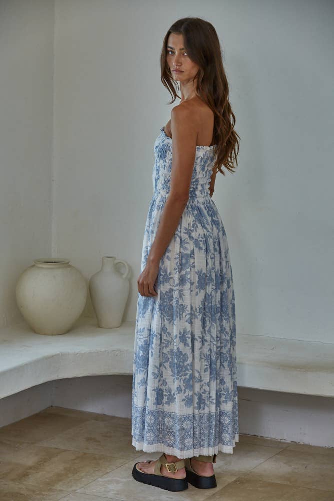 Diana | Woven Cotton Strapless Midi