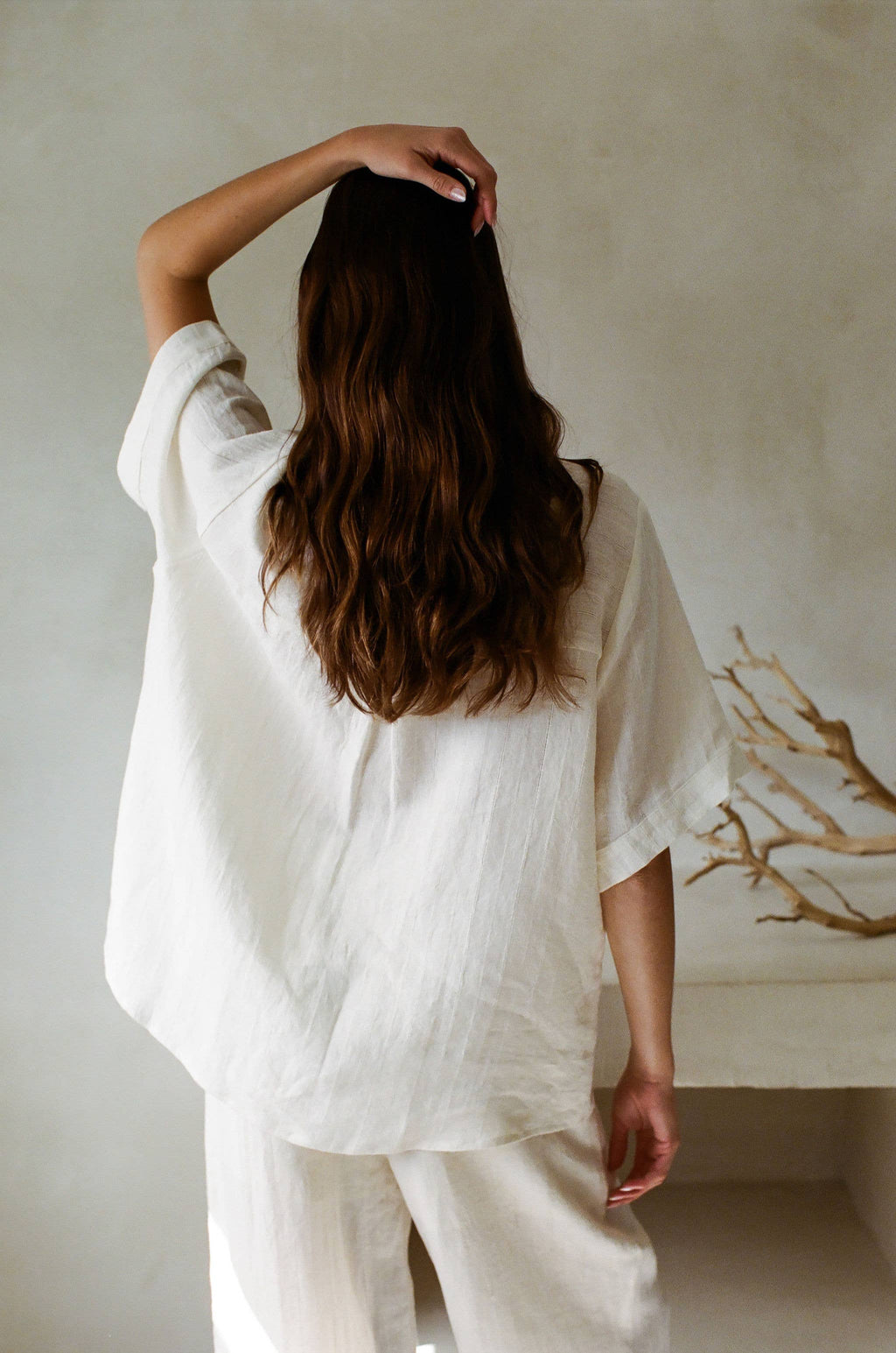 Coral | Woven Linen Button Down Short Sleeve Shirt Top