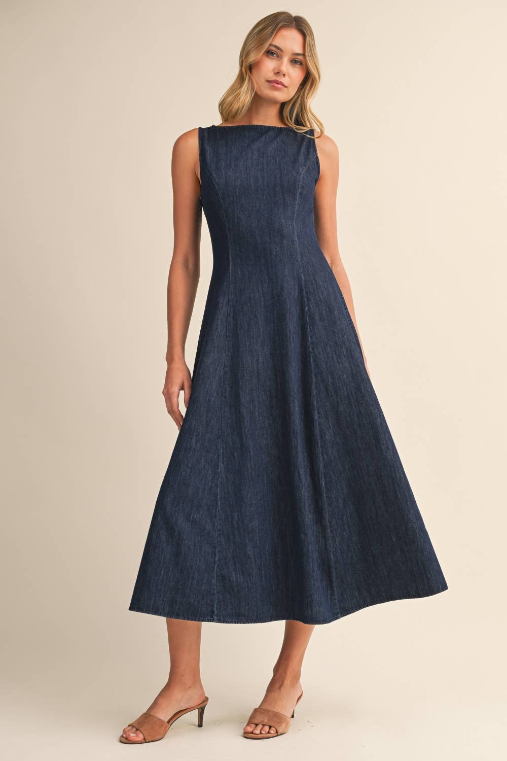 Lily | Sleeveless Denim Midi Dress 100% Cotton