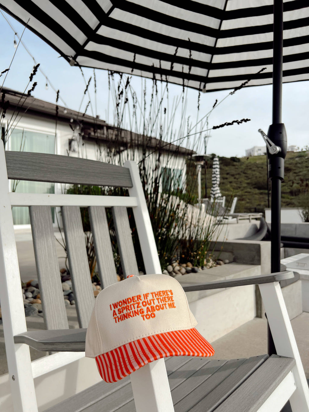 Spritz Hat Orange Striped Bill Embroidered Hat