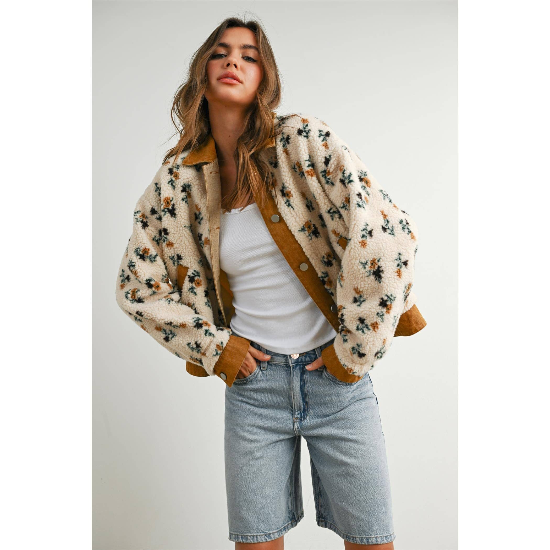 Elaine | Floral Collared Button-Down Jacket