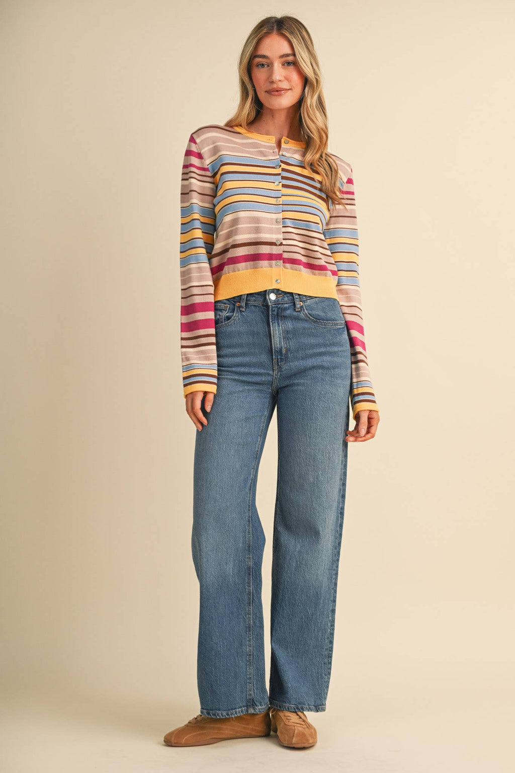 Rachel | Multi Color Striped Cardigan Sweater