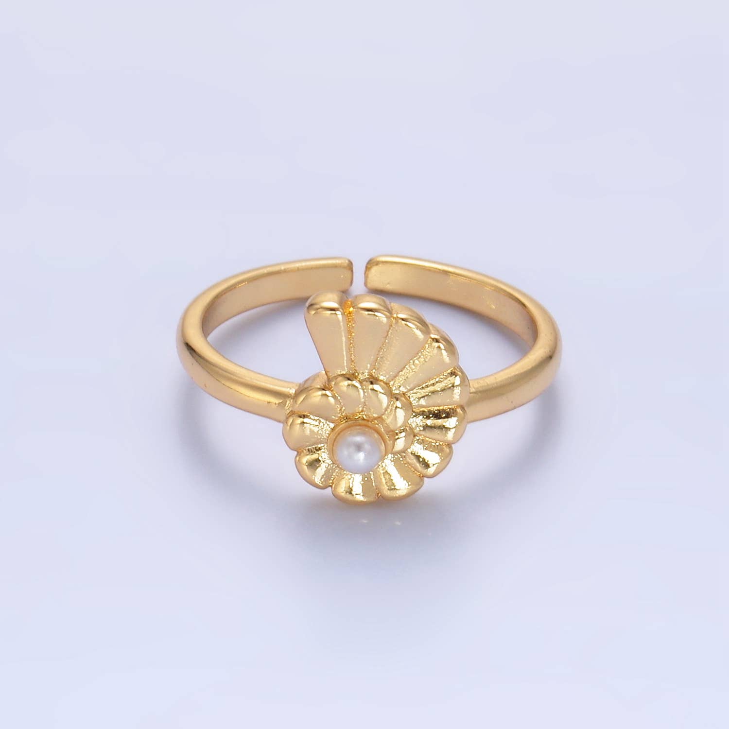 24K Gold Filled Shell Pearl Adjustable Ring