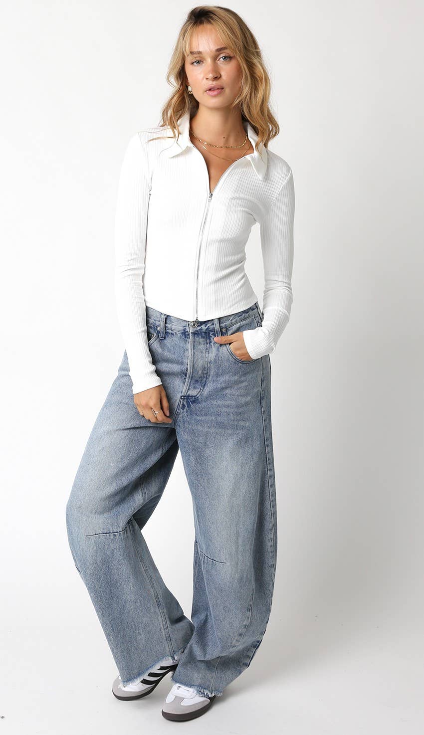Megan | Knit Long Sleeve Top w/ Zipper