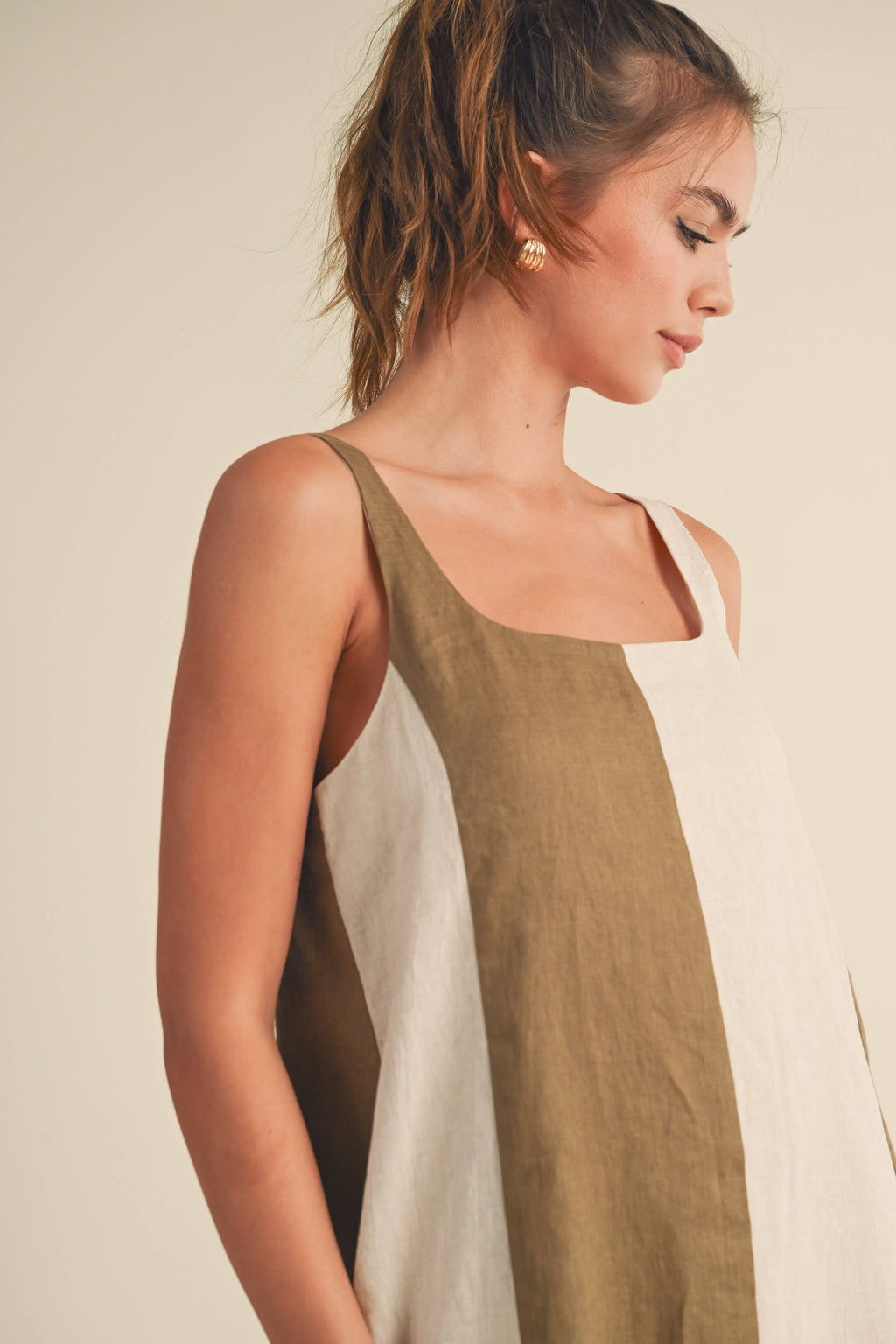 Rue | Color Block Linen MIni Dress 100% Linen