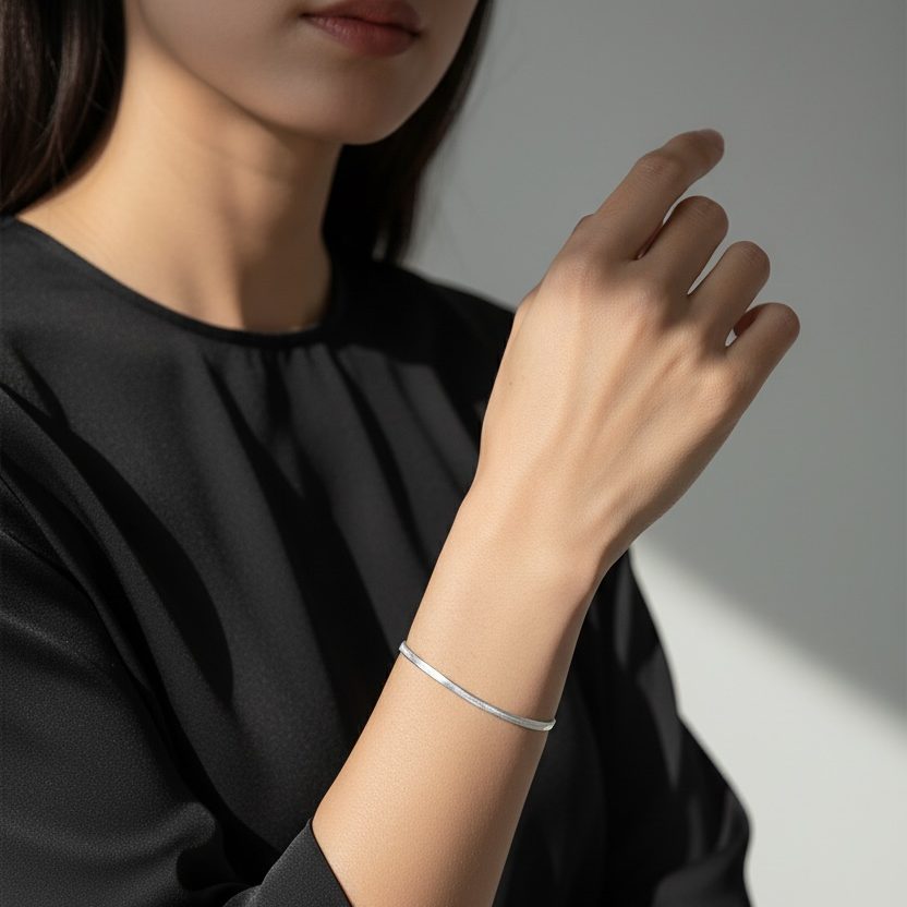 Sterling Silver Herringbone Bracelet 3.1mm