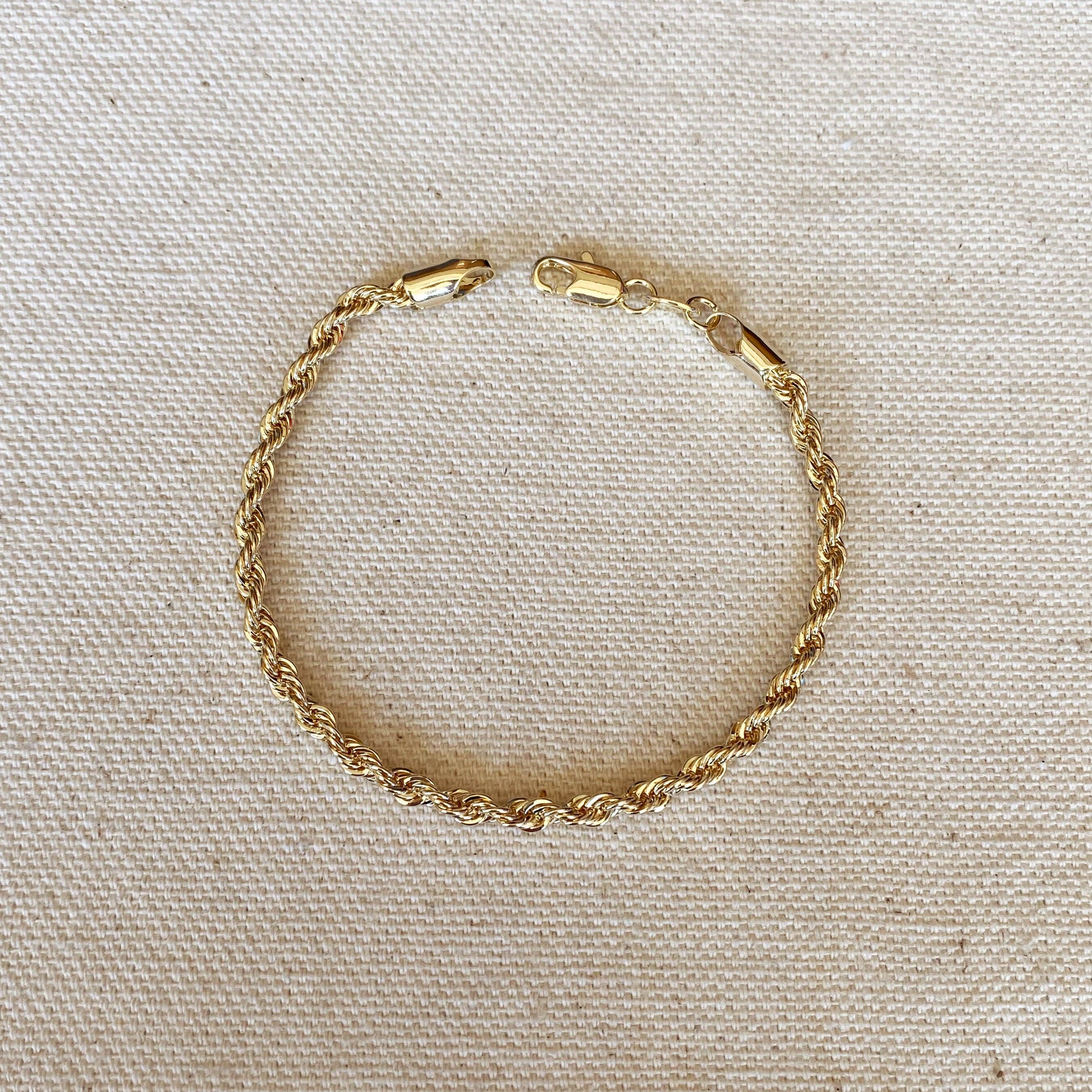 18k Gold Filled 3mm Rope Bracelet (6 inch)