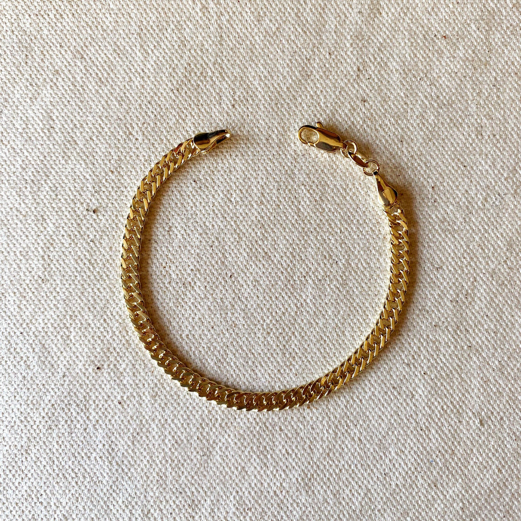 18k Gold Filled 4.0mm Curb Chain Bracelet: 6 inches