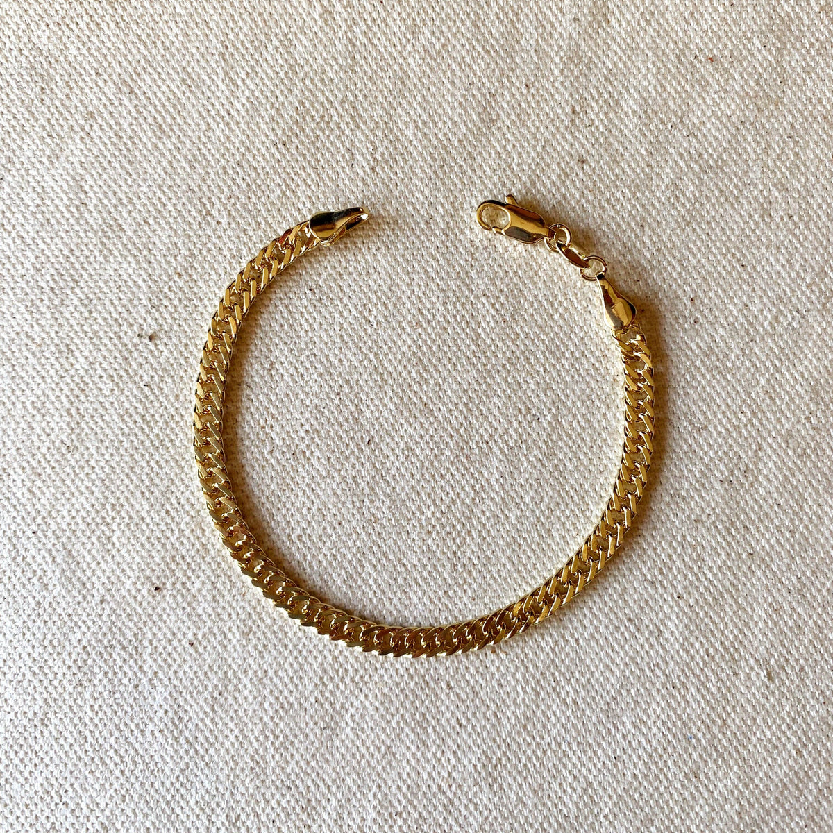 18k Gold Filled 4.0mm Curb Chain Bracelet: 6 inches