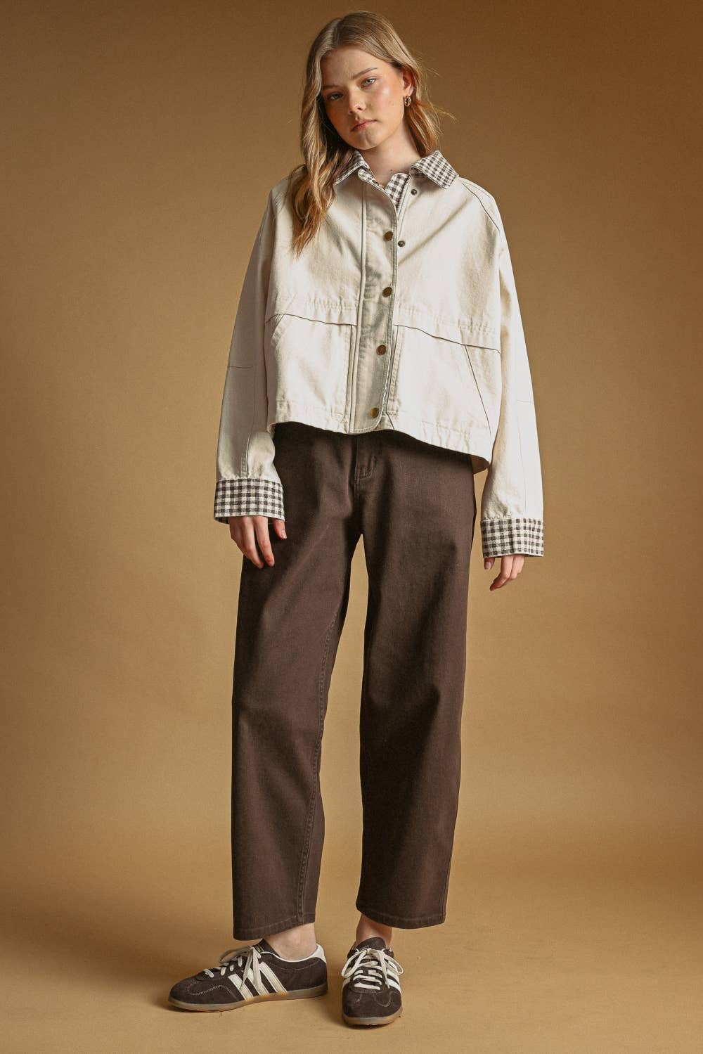 Esmé | 100% Cotton Gingham Collared Twill Jacket