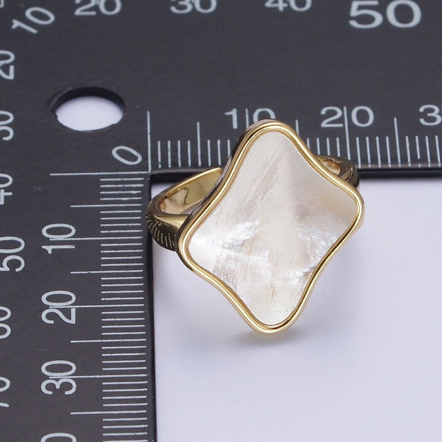 Gold Filled Pearl Shell Quatrefoil Ring
