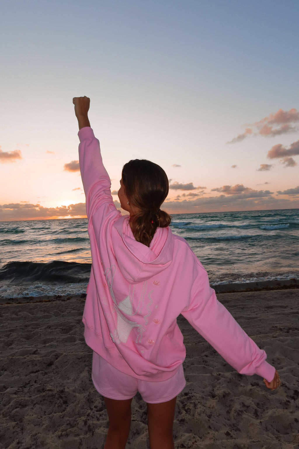 Lottie | Pink Bikini Beaded Hoodie