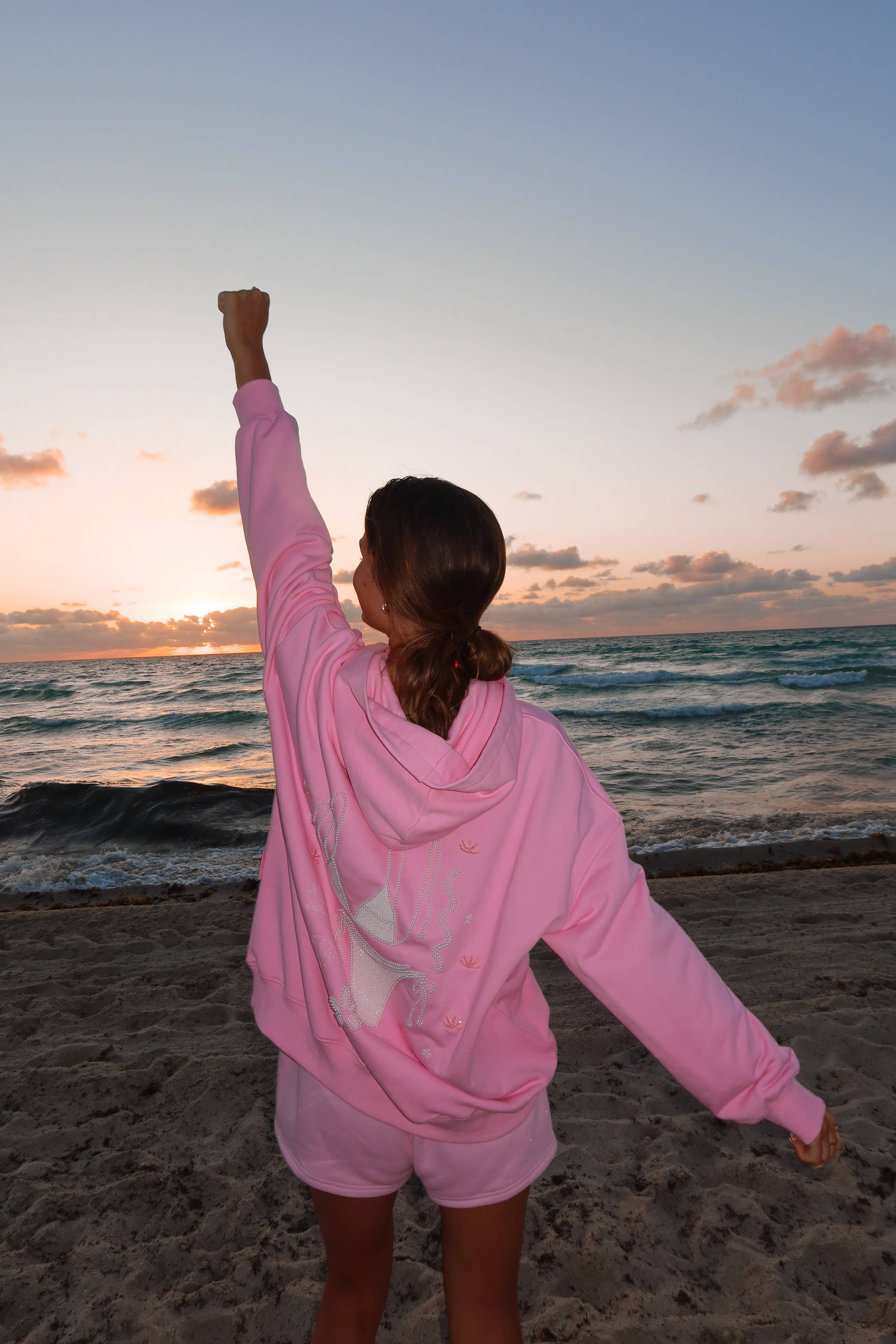 Lottie | Pink Bikini Beaded Hoodie